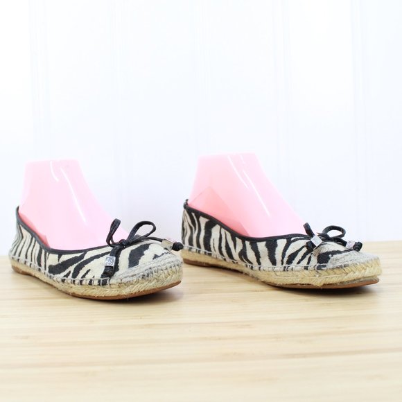 MICHAEL KORS Women's Black Zebra Print Espadrille Ballet Flats Shoes 8 - Picture 3 of 9